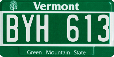 VT license plate BYH613