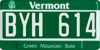 VT license plate BYH614