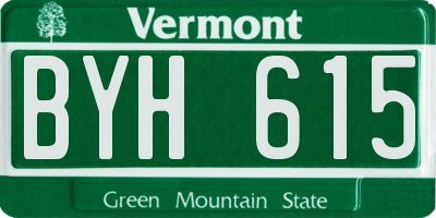 VT license plate BYH615