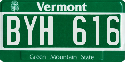 VT license plate BYH616