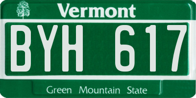 VT license plate BYH617