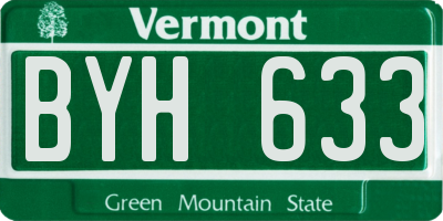 VT license plate BYH633