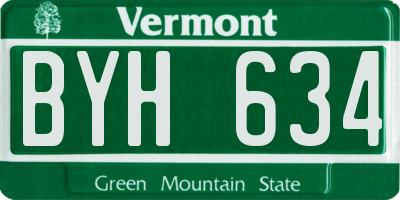 VT license plate BYH634