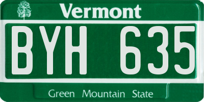 VT license plate BYH635