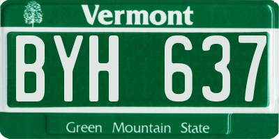 VT license plate BYH637