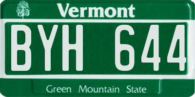 VT license plate BYH644