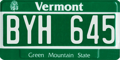 VT license plate BYH645