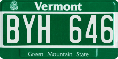 VT license plate BYH646