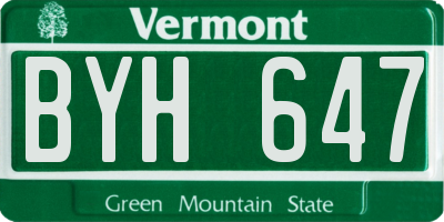 VT license plate BYH647
