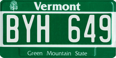 VT license plate BYH649