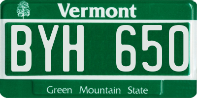 VT license plate BYH650