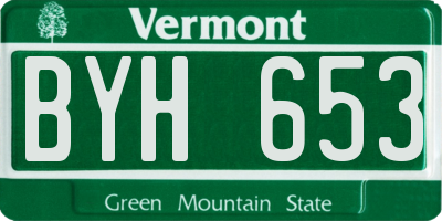 VT license plate BYH653