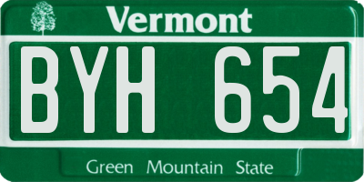 VT license plate BYH654