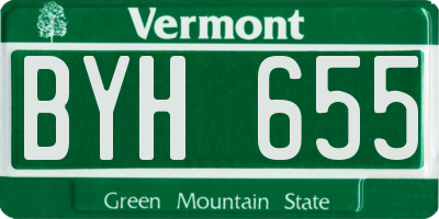 VT license plate BYH655