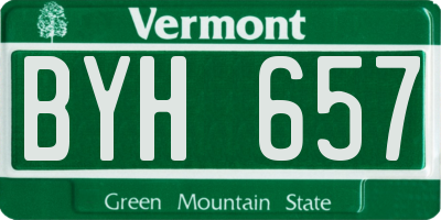 VT license plate BYH657