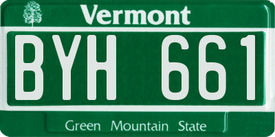 VT license plate BYH661