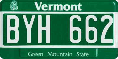 VT license plate BYH662