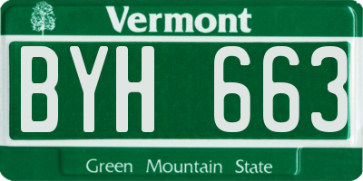 VT license plate BYH663