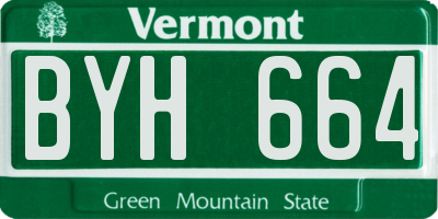 VT license plate BYH664