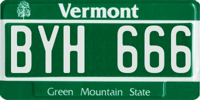VT license plate BYH666