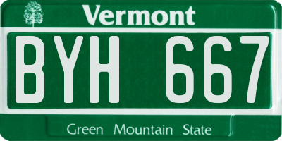 VT license plate BYH667