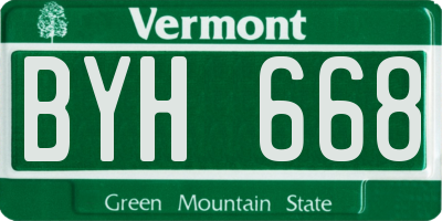 VT license plate BYH668