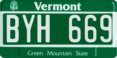 VT license plate BYH669