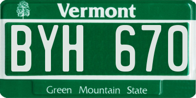 VT license plate BYH670