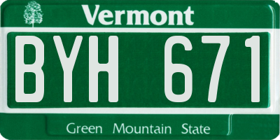 VT license plate BYH671