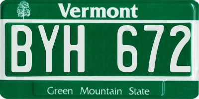 VT license plate BYH672