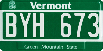VT license plate BYH673