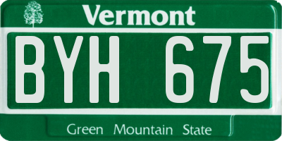 VT license plate BYH675