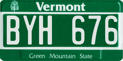 VT license plate BYH676