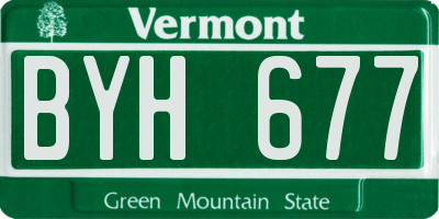 VT license plate BYH677