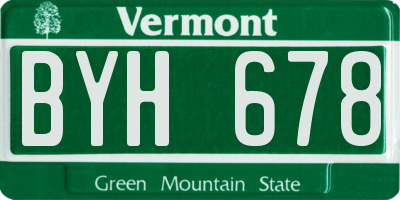 VT license plate BYH678