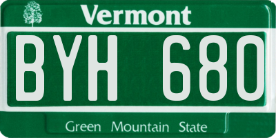 VT license plate BYH680