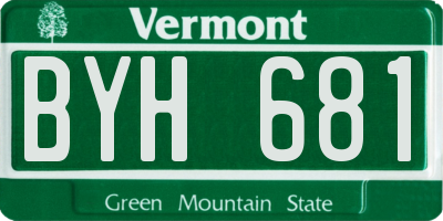 VT license plate BYH681