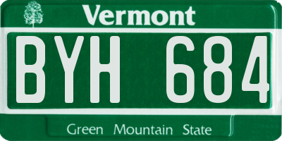 VT license plate BYH684