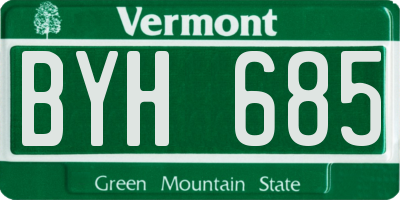 VT license plate BYH685