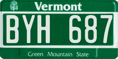 VT license plate BYH687