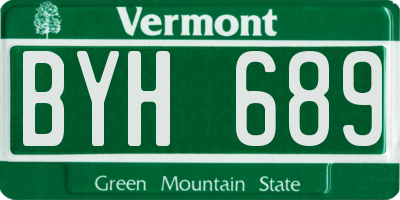 VT license plate BYH689