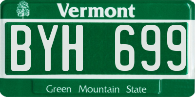 VT license plate BYH699