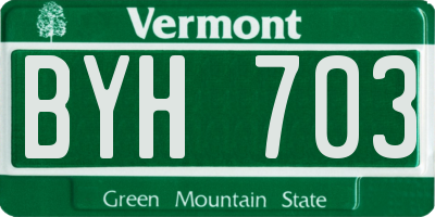 VT license plate BYH703