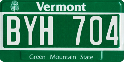 VT license plate BYH704