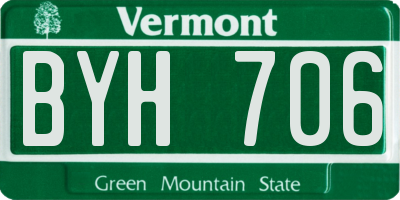 VT license plate BYH706