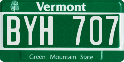 VT license plate BYH707