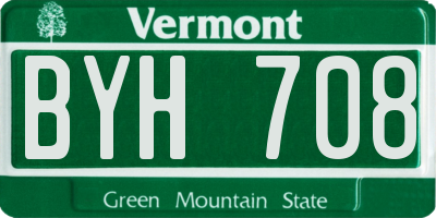 VT license plate BYH708