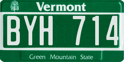 VT license plate BYH714
