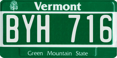 VT license plate BYH716