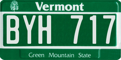 VT license plate BYH717